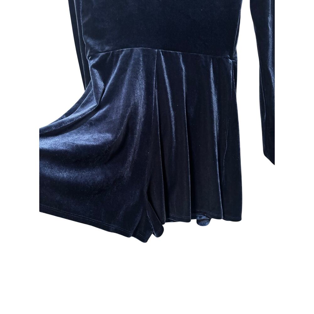 Urban Outfitters Velvet Wrap Romper Navy Blue Long Sleeve Women’s Small Party - Picture 10 of 11